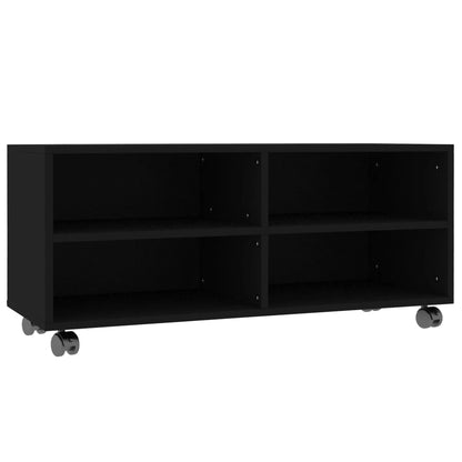 TV Cabinet with Castors Black 90x35x35 cm Chipboard