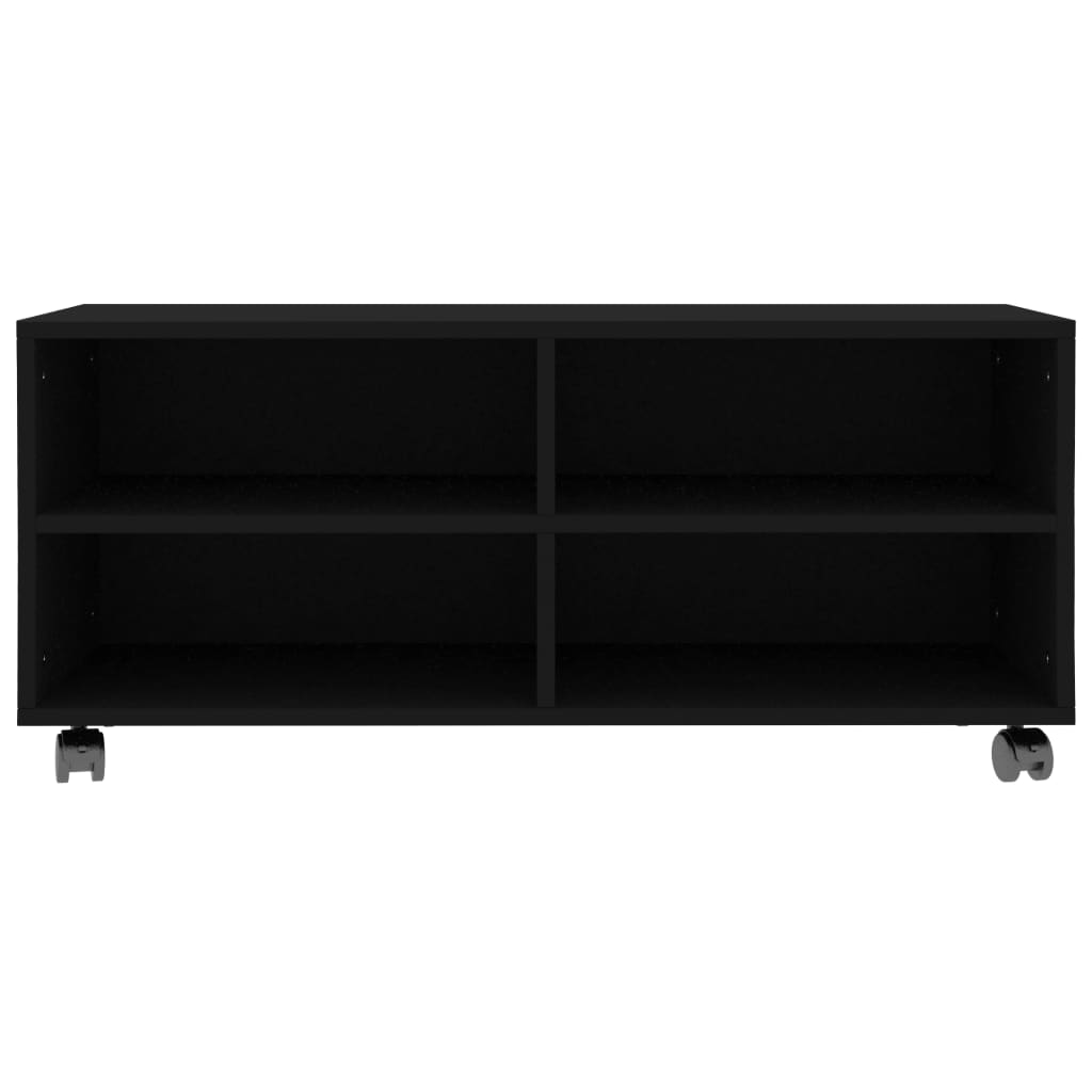 TV Cabinet with Castors Black 90x35x35 cm Chipboard
