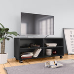 TV Cabinet with Castors Black 90x35x35 cm Chipboard