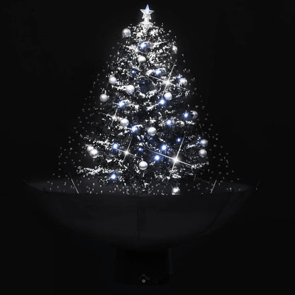 Snowing Christmas Tree with Umbrella Base Black