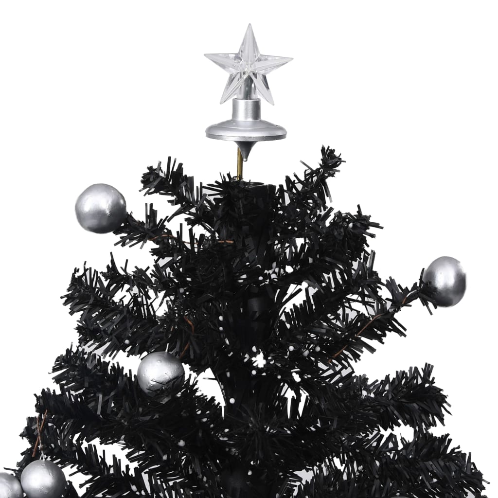 Snowing Christmas Tree with Umbrella Base Black