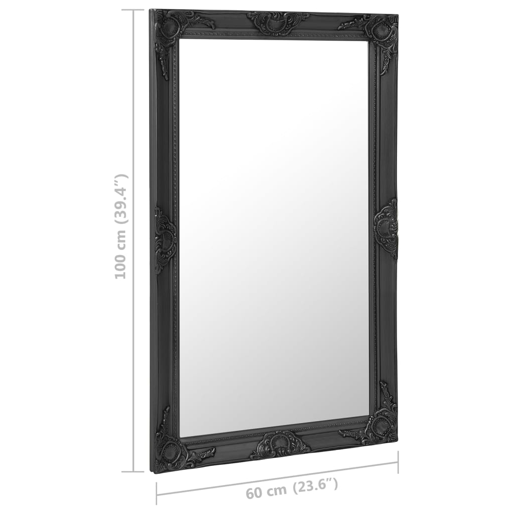 Wall Mirror Baroque Style 60x100 cm Black