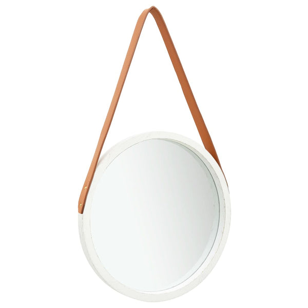  Wall Mirror with Strap 40 cm White