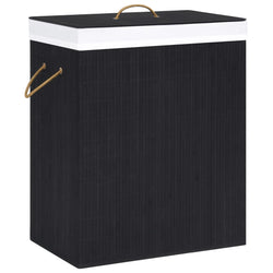Bamboo Laundry Basket 2 Section 100L Black | HomeAndLiving