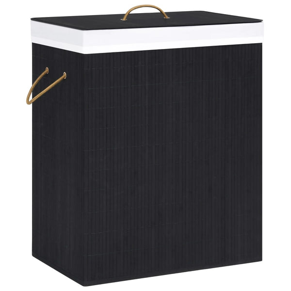  Bamboo Laundry Basket 2 Section 100L Black | HomeAndLiving