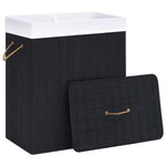 Bamboo Laundry Basket 2 Section 100L Black | HomeAndLiving