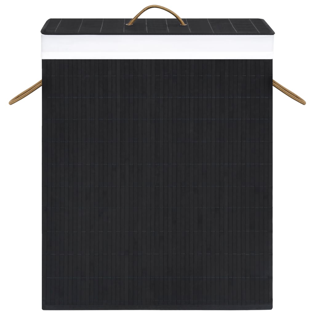 Bamboo Laundry Basket 2 Section 100L Black | HomeAndLiving