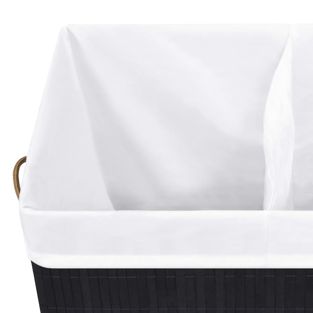 Bamboo Laundry Basket 2 Section 100L Black | HomeAndLiving