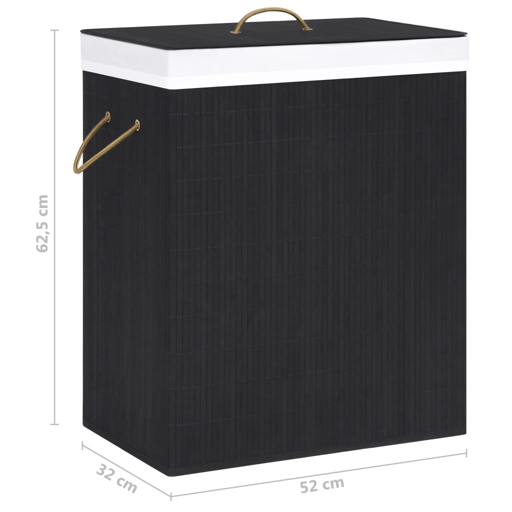 Bamboo Laundry Basket 2 Section 100L Black | HomeAndLiving