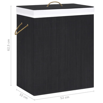 Bamboo Laundry Basket 2 Section 100L Black | HomeAndLiving