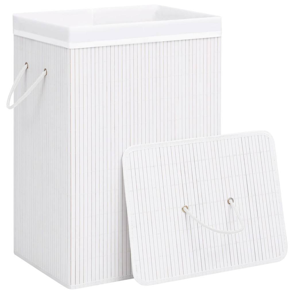 Bamboo Laundry Basket - White