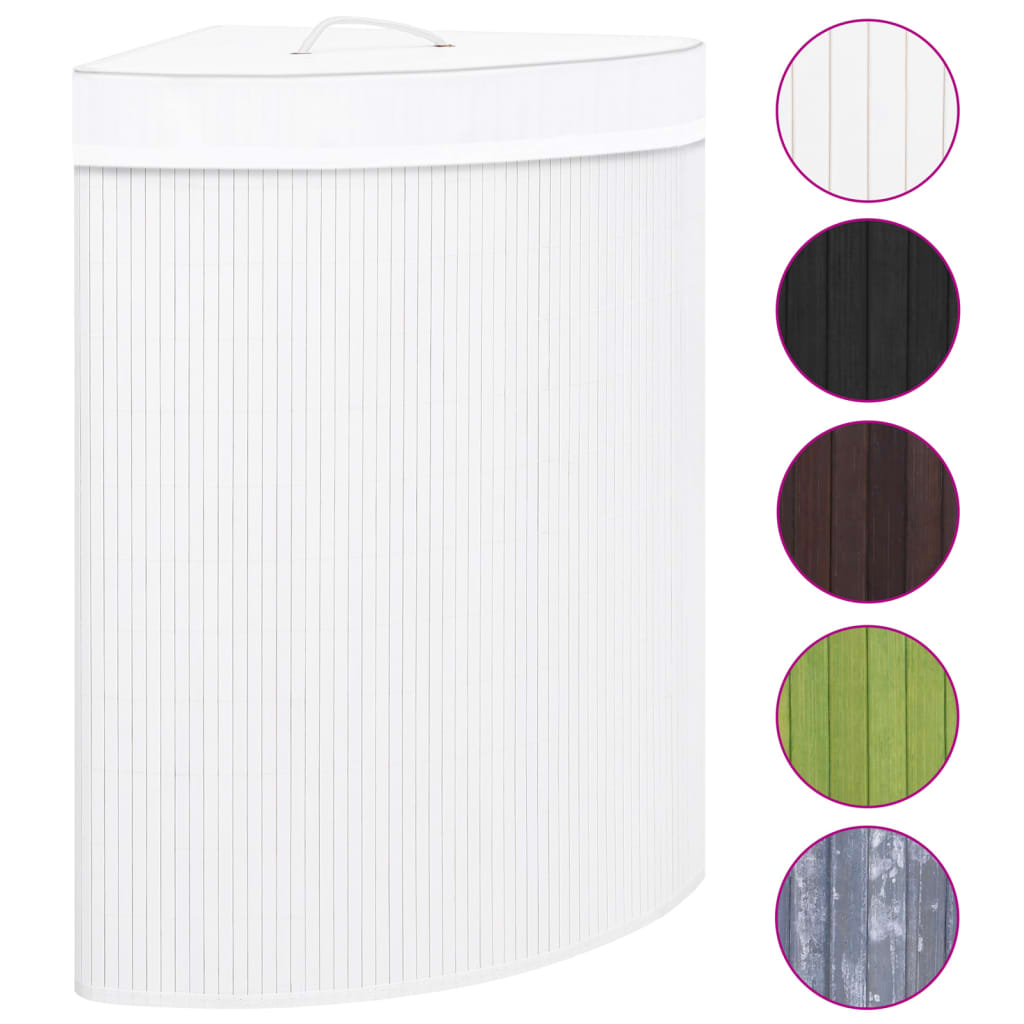 Bamboo Corner Laundry Basket 60L White | HomeAndLiving
