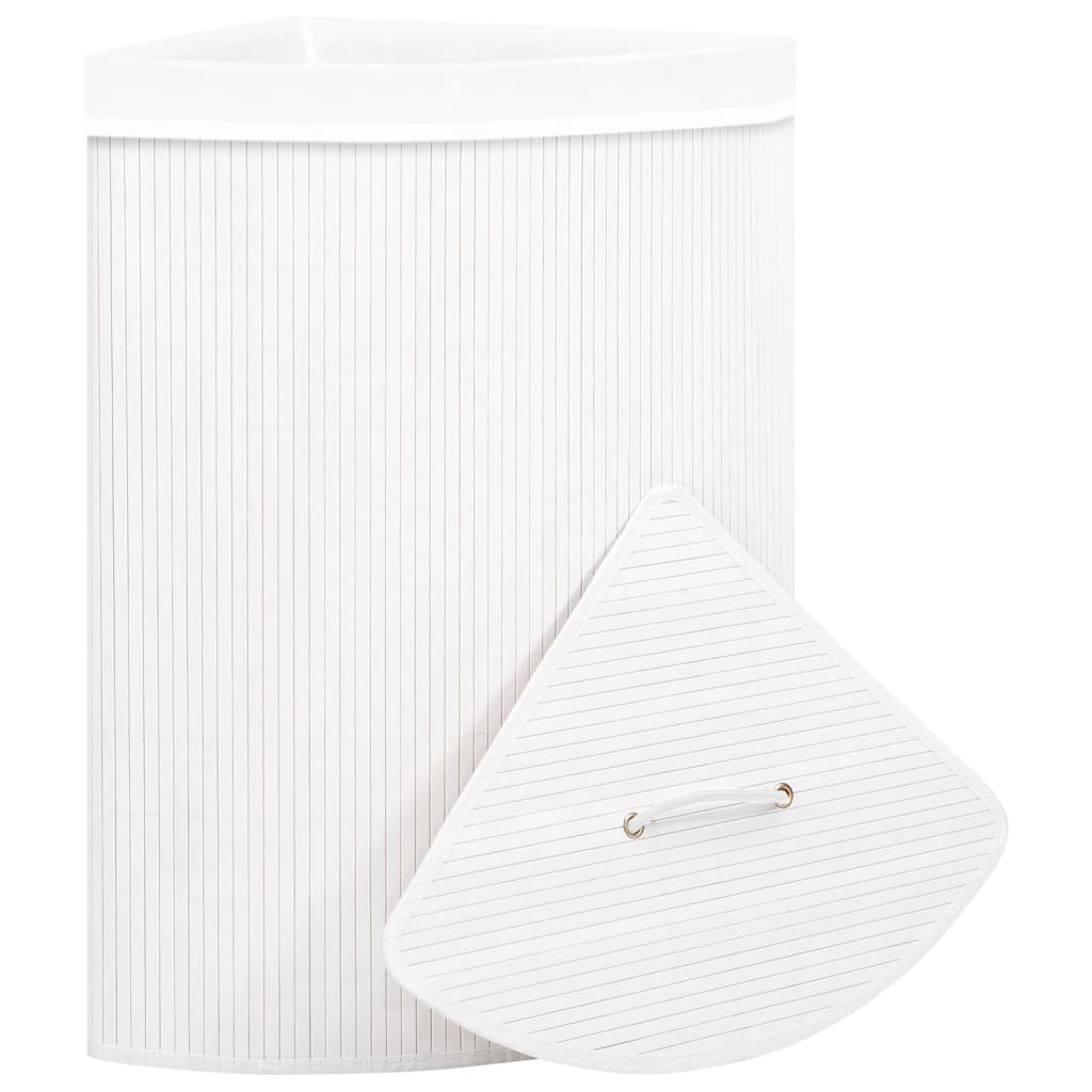 Bamboo Corner Laundry Basket 60L White | HomeAndLiving