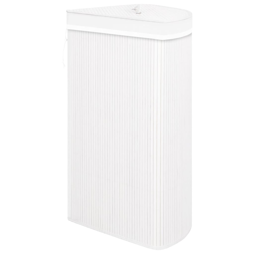Bamboo Corner Laundry Basket 60L White | HomeAndLiving