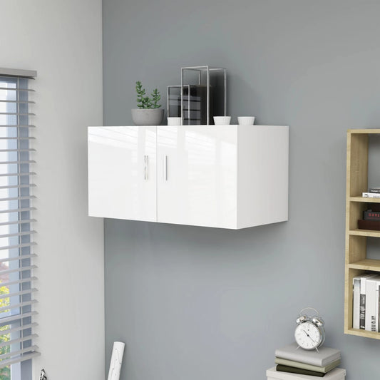 Wall Mounted Cabinet High Gloss White 80x39x40 cm Chipboard