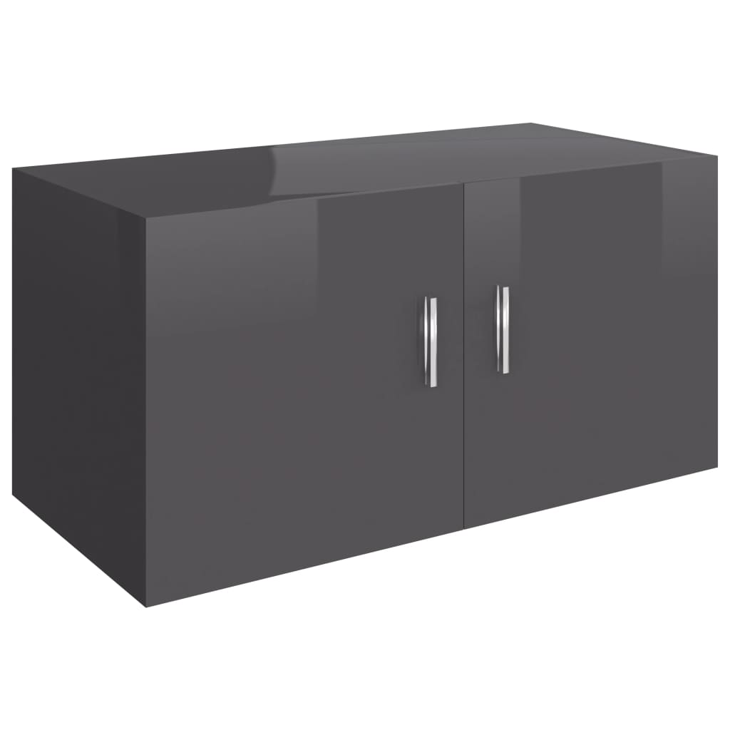 Wall Mounted Cabinet High Gloss Grey 80x39x40 cm Chipboard