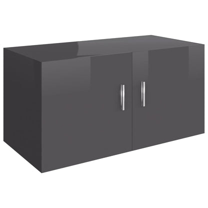 Wall Mounted Cabinet High Gloss Grey 80x39x40 cm Chipboard
