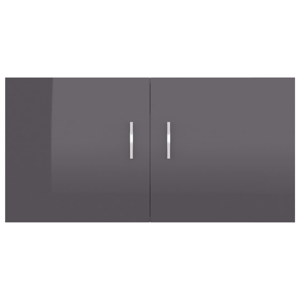 Wall Mounted Cabinet High Gloss Grey 80x39x40 cm Chipboard