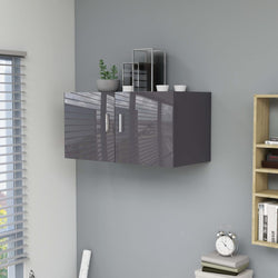 Wall Mounted Cabinet High Gloss Grey 80x39x40 cm Chipboard