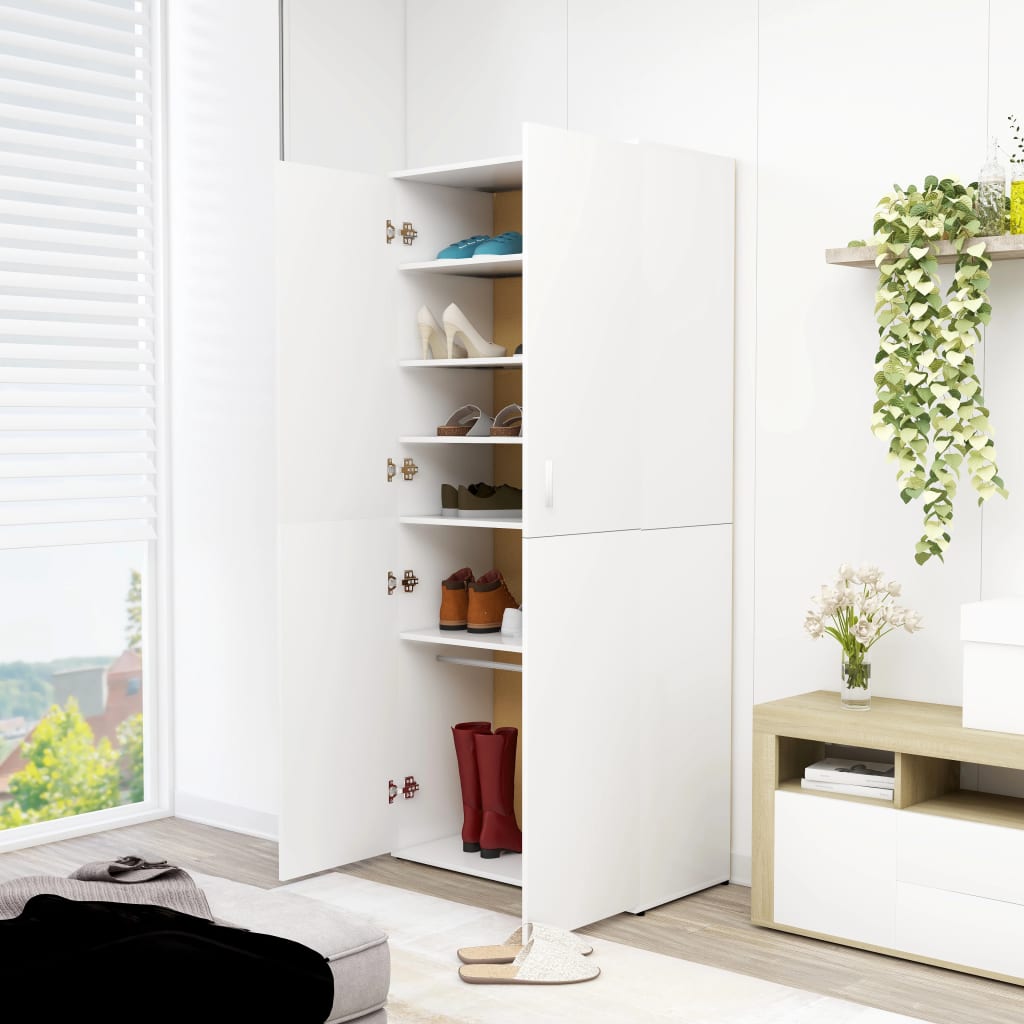 Shoe Cabinet White 80x39x178 cm Chipboard