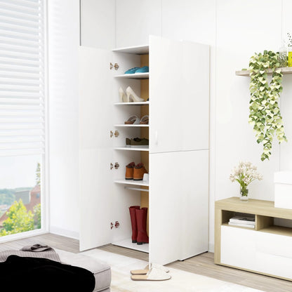 Shoe Cabinet White 80x39x178 cm Chipboard