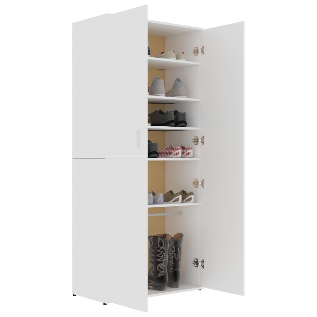 Shoe Cabinet White 80x39x178 cm Chipboard