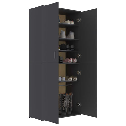Shoe Cabinet Grey 80x39x178 cm Chipboard