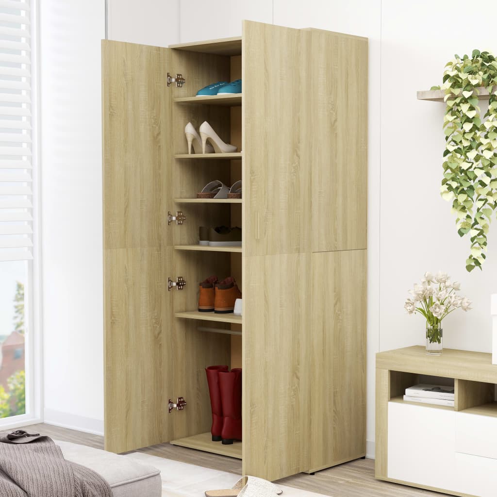Shoe Cabinet Sonoma Oak 80x39x178 cm Chipboard