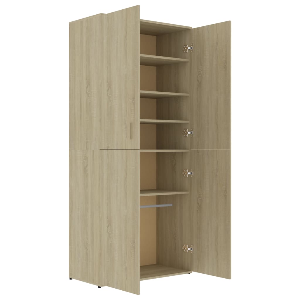 Shoe Cabinet Sonoma Oak 80x39x178 cm Chipboard