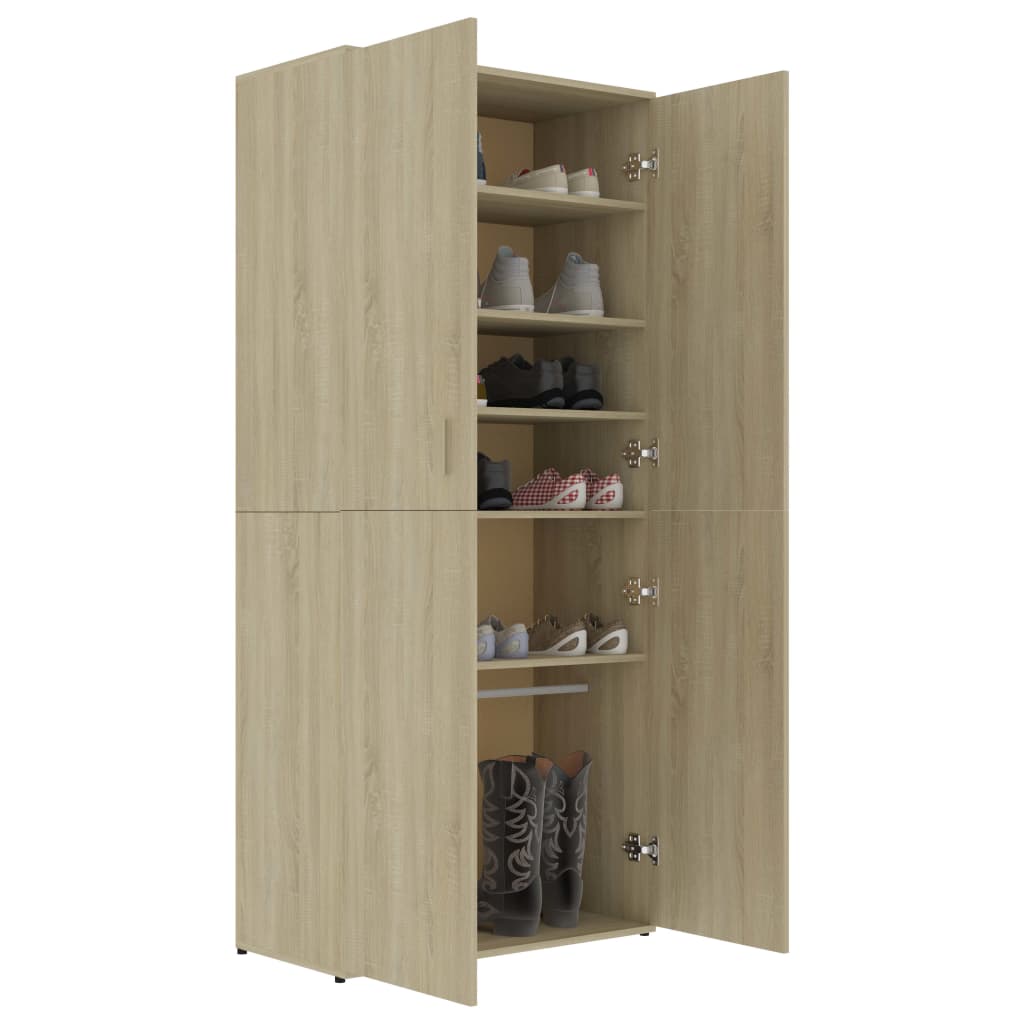 Shoe Cabinet Sonoma Oak 80x39x178 cm Chipboard