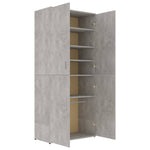 Shoe Cabinet Concrete Grey 80x39x178 cm Chipboard