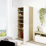 Shoe Cabinet White and Sonoma Oak 80x39x178 cm Chipboard