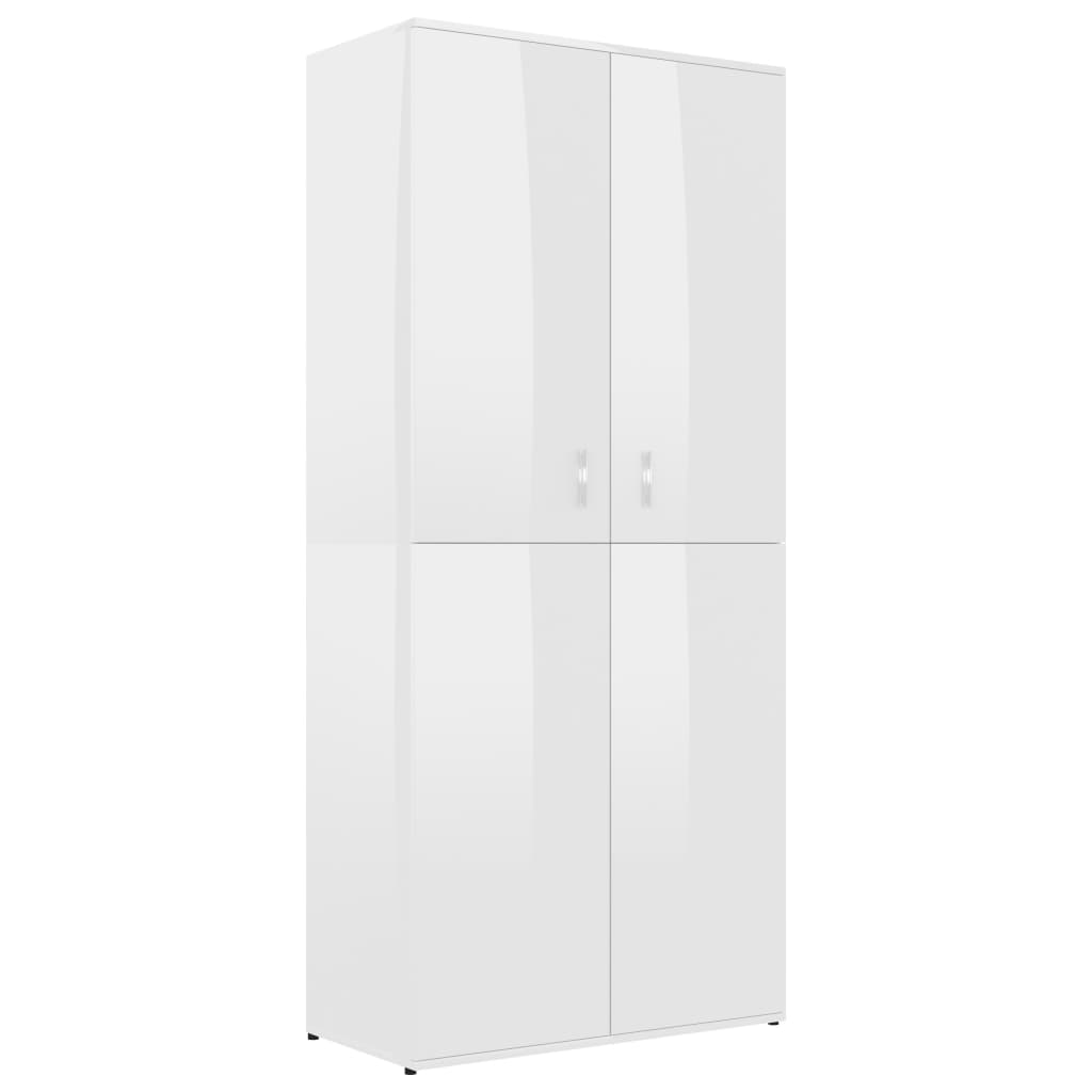 Shoe Cabinet High Gloss White 80x39x178 cm Chipboard