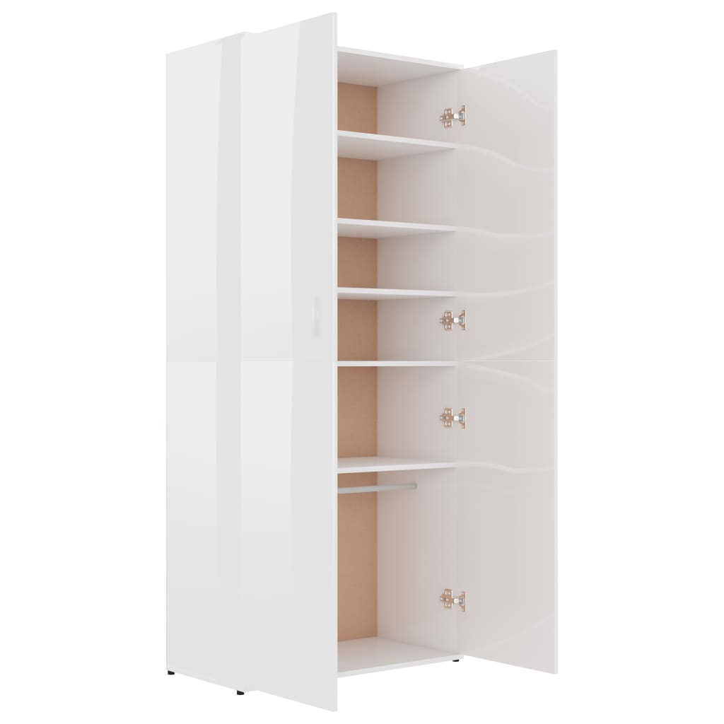 Shoe Cabinet High Gloss White 80x39x178 cm Chipboard