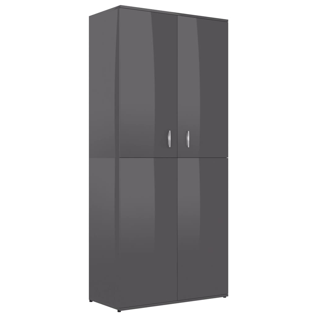 Shoe Cabinet High Gloss Grey 80x39x178 cm Chipboard