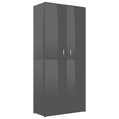 Shoe Cabinet High Gloss Grey 80x39x178 cm Chipboard