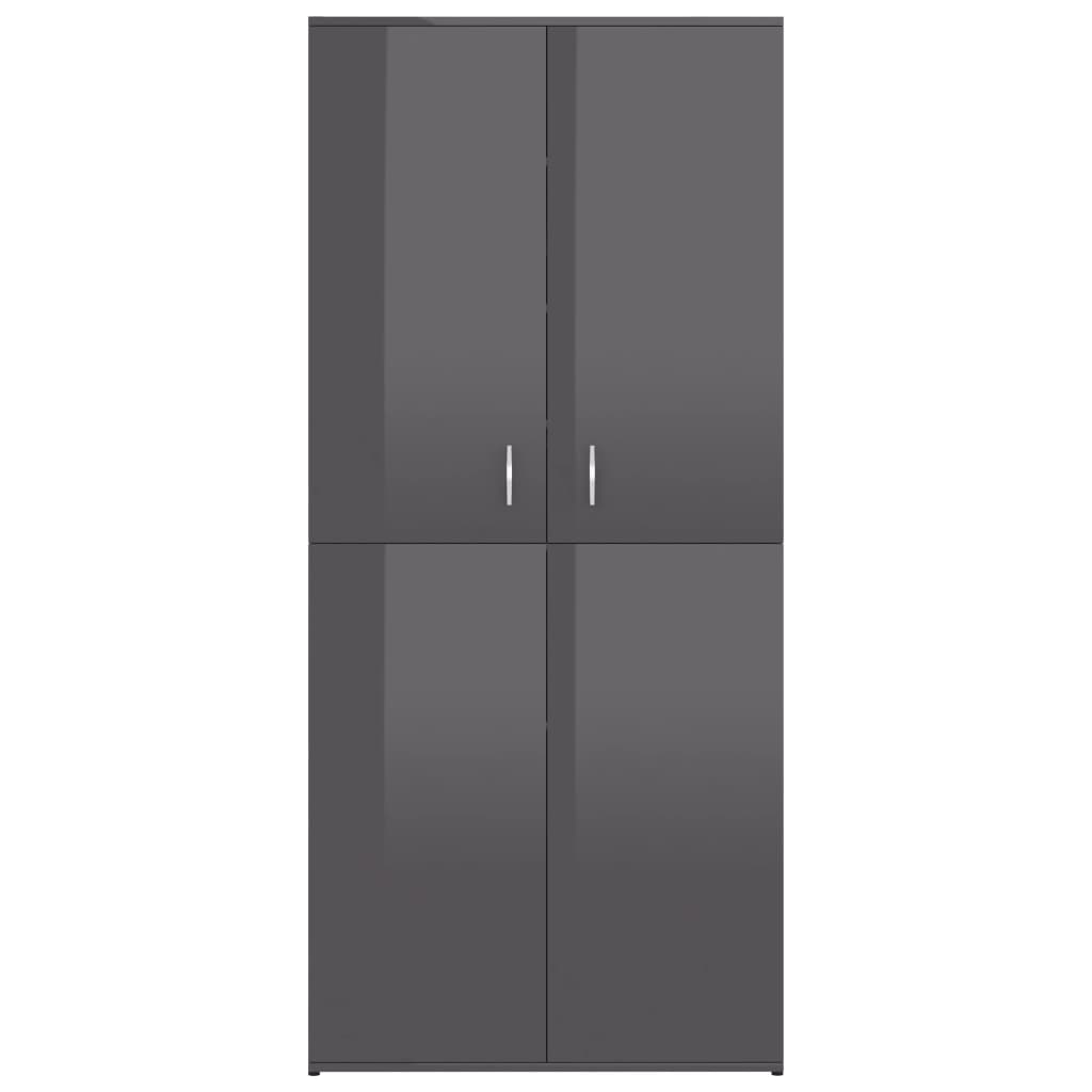 Shoe Cabinet High Gloss Grey 80x39x178 cm Chipboard