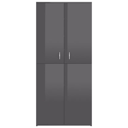 Shoe Cabinet High Gloss Grey 80x39x178 cm Chipboard