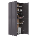 Shoe Cabinet High Gloss Grey 80x39x178 cm Chipboard