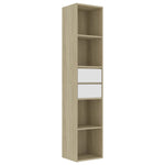 Book Cabinet White and Sonoma Oak 36x30x171 cm Chipboard