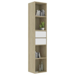 Book Cabinet White and Sonoma Oak 36x30x171 cm Chipboard