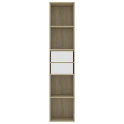 Book Cabinet White and Sonoma Oak 36x30x171 cm Chipboard