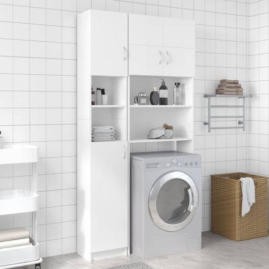 Bathroom Cabinet White 32x25.5x190 cm Chipboard