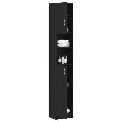 Bathroom Cabinet Black 32x25.5x190 cm Chipboard