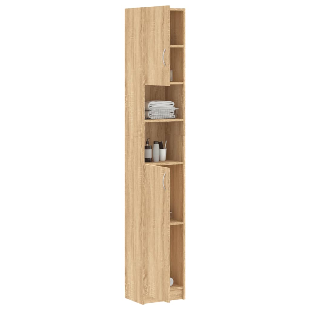 Bathroom Cabinet Sonoma Oak 32x25.5x190 cm Chipboard