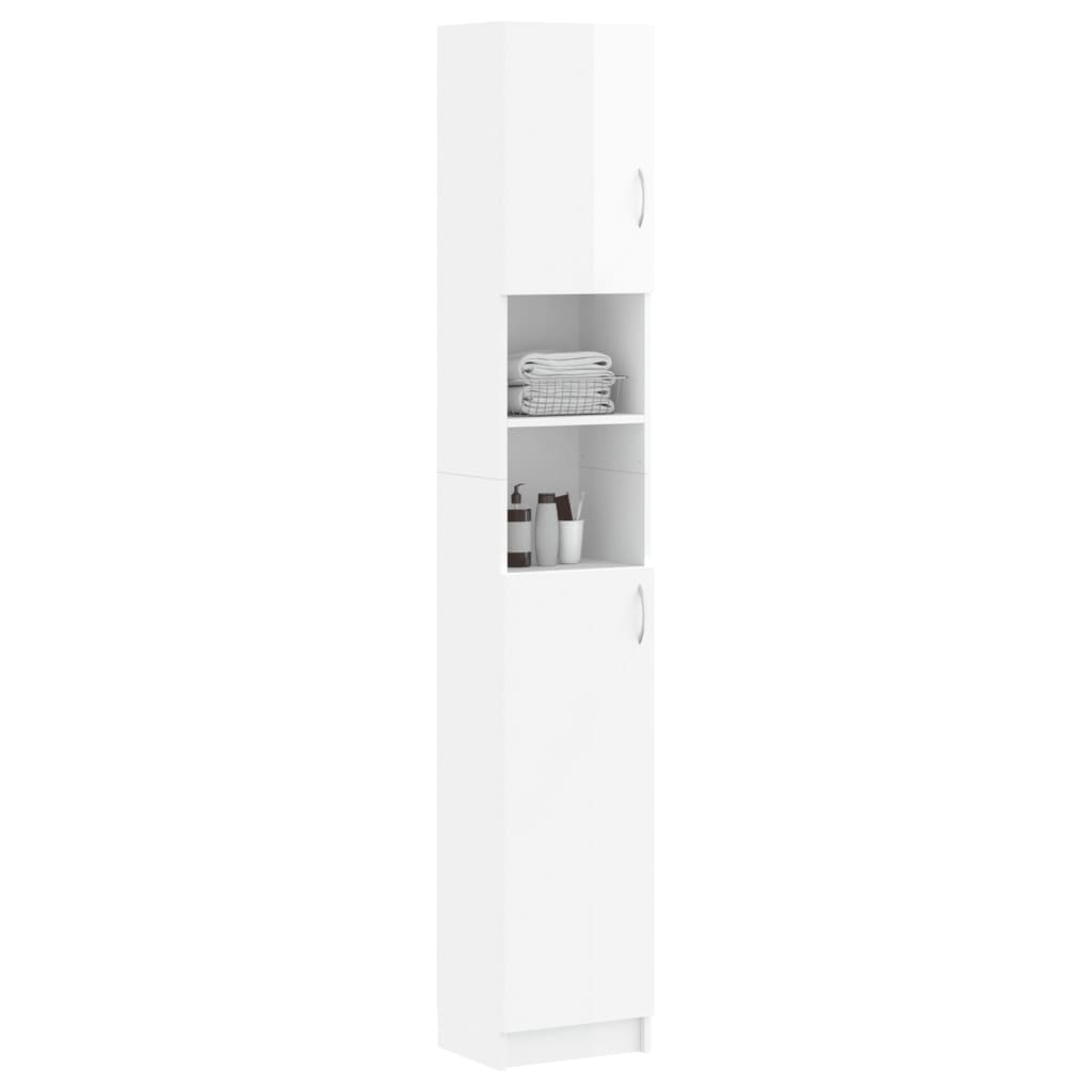 Bathroom Cabinet High Gloss White 32x25.5x190 cm Chipboard