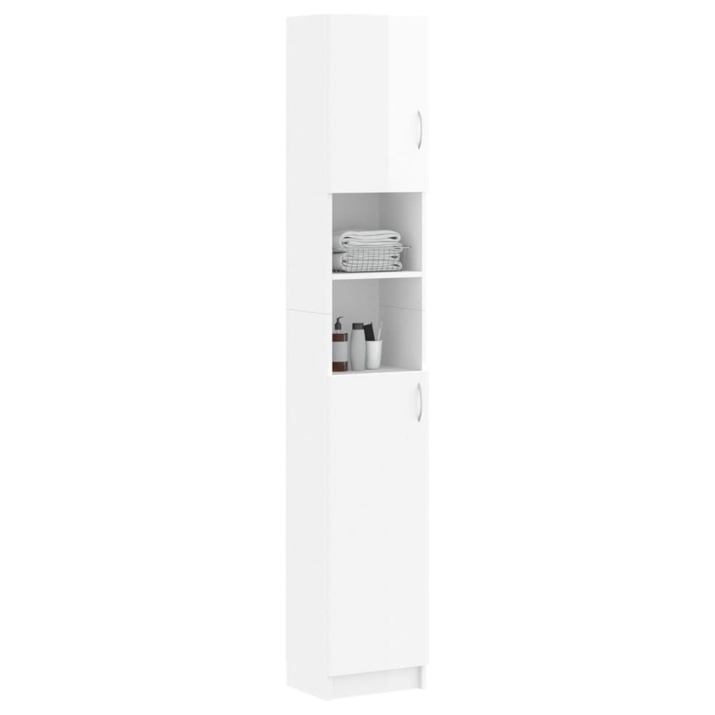 Bathroom Cabinet High Gloss White 32x25.5x190 cm Chipboard