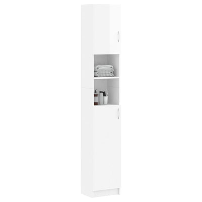 Bathroom Cabinet High Gloss White 32x25.5x190 cm Chipboard