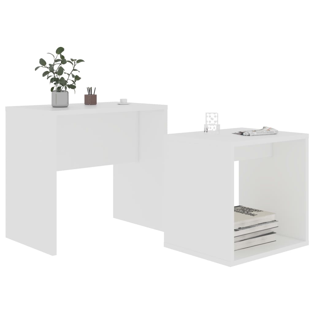 Coffee Table Set White Chipboard