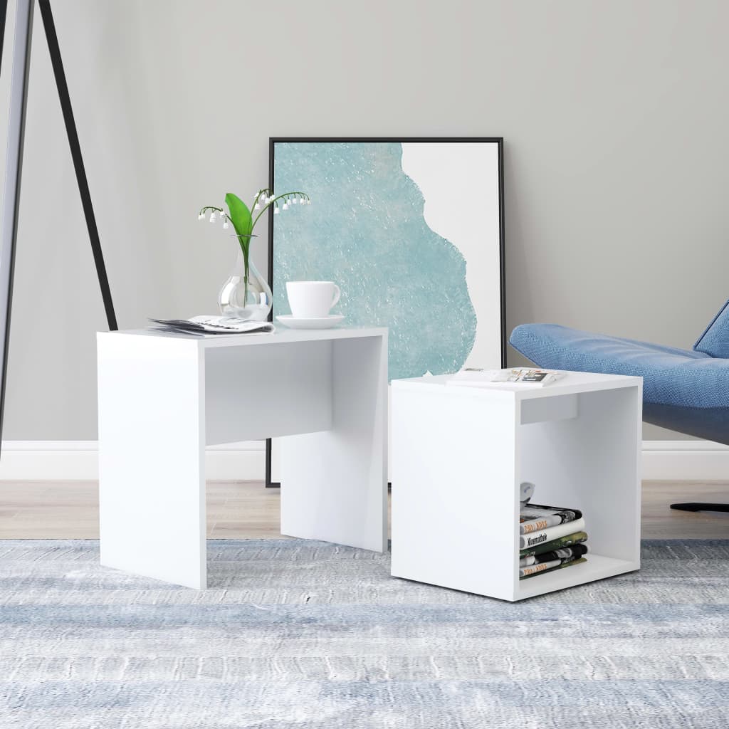 Coffee Table Set White Chipboard